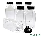 SALUSWARE - 6 PACK - 27 Oz with Black Cap - Plastic Spice Jars Bottles Containers – Perfect for Storing Spice, Herbs and Powders – Lined Cap - Safe Plastic – PET - BPA free - Made in the USA…