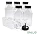 SALUSWARE - 6 PACK - 27 Oz with Black Cap - Plastic Spice Jars Bottles Containers � Perfect for Storing Spice, Herbs and Powders � Lined Cap - Safe Plastic � PET - BPA free - Made in the USA�