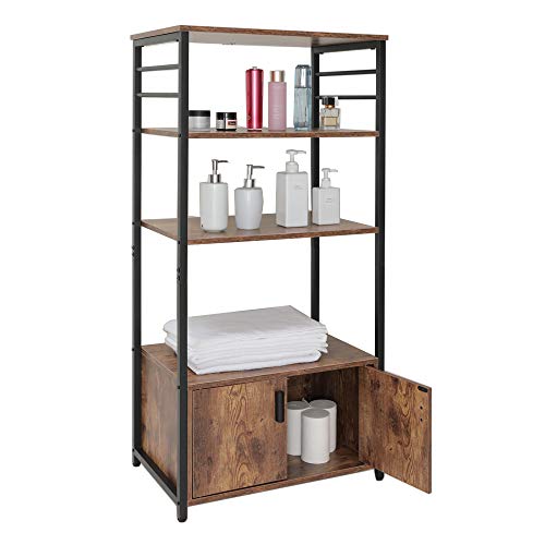 image for Iwell Kitchen Baker's Rack with 1 Cabinet and 8 Hooks, 4-Tier Utility 