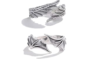 DurabilityTrendy Angel Demon Rings Unisex Simple Wing for Lover Couple Set Friendship Wedding Engagement Open RingsDurability