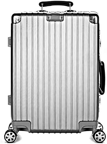 Suitcase, Trolley Case Large Capacity Aluminum Alloy Corner Hard Shell Universal Wheel Boarding Case Password Shipping Box Luggage,Silver,20inches