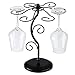 MyGift Freestanding Matte Black Metal Wine Glass Rack, Countertop Wine Holder, Stemware Storage for 6 Glasses with Elegant Scrollwork Design