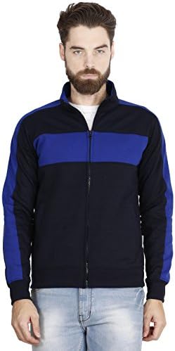 CNMN Mens Navy Blue Jacket with Fleece FullSleeves Front Zipper 2 Side Pockets for Sports Biking Riding Winter and…