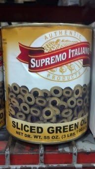 Supremo Italiano: Sliced Green Olives 6/10# Case