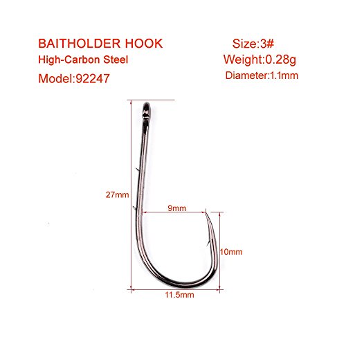 Proberos 200pcs Fishing Hooks Baitholder Octpus Jig Circle Hook Saltwater Freshwater Multiple Size 6# to 6/0# Black Jigging Hooks Whopper Pack(3)