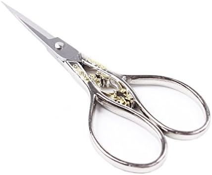BIHRTC 4.33 Inches Classic European Type Stainless Metal Auspicious Clouds Scissors for Needlework, Embroidery, Stitching, Craft, Artwork Work & On a regular basis Use (Silver)
