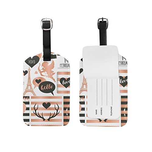 Cooper girl Rose Gold Foil And Slate Luggage Tag Travel ID Label Leather for Baggage Suitcase 1 Piece