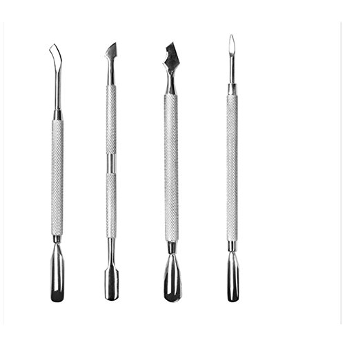 Pinkiou Nail Polish Remover Tool Manicure Cuticle Pusher Stainless Steel Kit (4 Pieces)