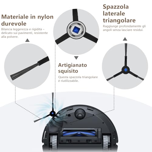 Homruich di Accessori da 21 Pezzi per Ecovacs Deboot T50 Pro Omni/T50 Omni Aspiratore Pezzo di Ricambio, 1 Spazzola Principale, 4 Filtri, 4 Asciugamani, 6 Sacchetti di Polvere, 6 Spazzole Laterali