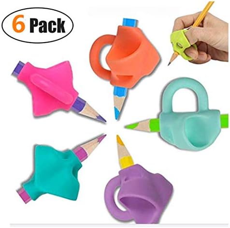 Pencil Grips, Original Breakthrough Assorted Writing Aid Grip Trainer Posture Correction Finger Grip for Kids Preschoolers Children Adults Special Needs for Lefties or Righties(6PCS)