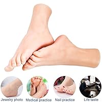 GZMUS - Home Security 1 Pair Silicone Lifesize Mannequin Foot with Nail and Bone Display Sandal Shoe Sock Display Art Sketch 21cm Nail Shop Practice Feet