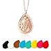 TT-star Teardrop Aromatherapy Essential Oil Diffuser Necklace Locket Pendant with 8 Refill Pads(Rose Gold)