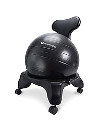 Silla con bola de equilibrio con respaldo para el hogar y oficina, con bomba, respaldo extraíble, con ruedas que se pueden trabar.
