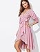 Milumia Women's V-Neck Striped Pinstripe Flounce Dip High Low Hem Split Wrap Dress
