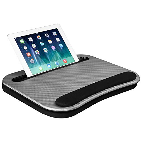 LapGear Smart-e Lap Desk – Silver Carbon – Fits up to 15.6 Inch laptops and Most Tablet Devices – Style No. 91335