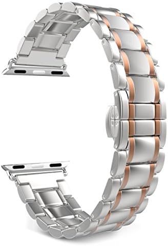 Valuebuybuy Stainless Steel Metal Clasp Buckle Wrist Strap Apple Watch - Silver&Rose/38mm/A