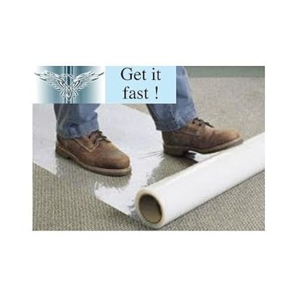 Phoenix Supplies 2 x 25m Rolls Clear polythene self Adhesive Carpet Protector Film, Free Express Delivery