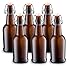 Home Brewing Glass Beer Bottle with Easy Wire Swing Cap & Airtight Rubber Seal Amber - 16oz - Case of 6 - by Tiabo