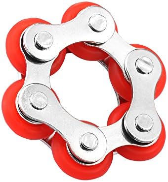 Roller Chain Fidget Toy Stress Reducer for ADHD ADD Autism Anxiety Boredom Adults and Kids(Red)
