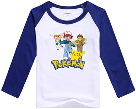 Natty Sweeties Baby Toddler kid's Pokemon Go Long Sleeve T shirt Unisex (6 years, Ash blue)