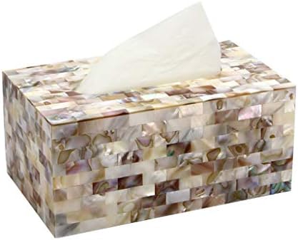 GWM Tissue Box Colorful Butterfly Shell Tissue Box Holder Household Rectangular Living Room Desktop Resin Decorative Tissue Box Waterproof Bathroom Toilet Paper Holder, 18.5x11x9cm