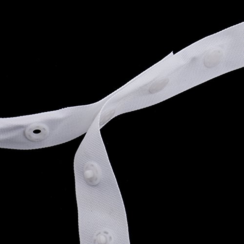 Jili Online 50 yards White Sewing Snap Tape 8mm Round Buttons Zipper Fastener Replacement for Baby Lingerie Teddy Crotch Sewing DIY