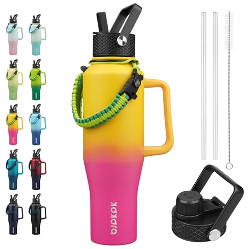 BJPKPK 40oz Insulated Water Bottle with Handle & Straw Lid, Stainless Steel