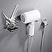 LIKAMU Hair Dryer Holder Wall Mounted Self Adhesive, 304 Stainless Steel Hair Dryer Storage Organizer Compatible with Most Hair Dryers