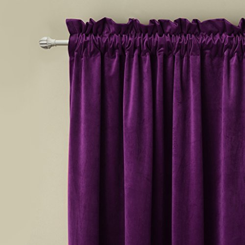 Sideli Solid Rod Pocket Matt Heavy Velvet Curtain Drape Panel Blackout Super Soft in Theater| Bedroom| Living Room| Hotel 1 Piece (52-Inch-by-84-Inch, Purple-rod pocket)