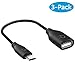 Rankie Micro USB (Male) to USB 2.0 (Female) Adapter, On-The-Go (OTG) Convertor Cable, 3-Pack, Black primary