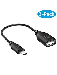 Adaptador, convertidor de Micro USB a USB, Rankie Micro USB macho a USB 2.0 hembra On-The-Go (OTG), paquete de 3 unidades, Negro