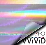 VViViD Silver Holographic Chrome Vinyl Wrap Rainbow Finish Roll DIY Air-Release Adhesive Film (2