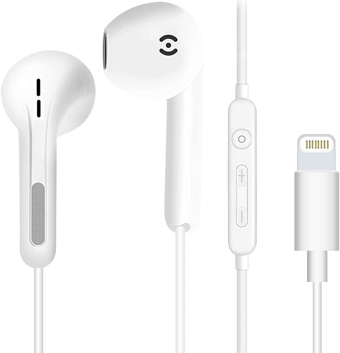 in-Ear Headphones for iPhone HiFi-Audio Stereo Noise Isolating Earbuds with Mic+Volume Control Compatible for iPhone 12 Mini/12 Pro Max/SE/11 Pro Max/XS/X/XR/8/8 Plus/7 Support All iOS Systems-White