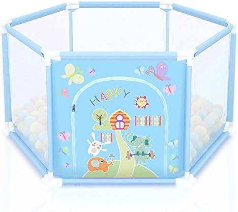Growthpic Kids Playpen Ball Tent Ball Pit Pool for Toddlers Indoor and Outdoor Playard Cartoon Pink Theme (Blue)