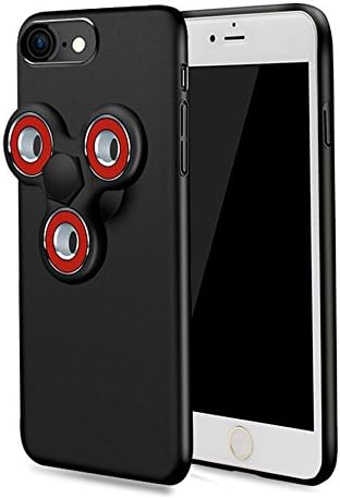 Romiky Hand Spinner PC Case Cover For Apple iPhone 6/6s(4.7") with Removable Fidget Spinner Stress Reducer Toy (Black-Red-iphone 6/6s(4.7"))