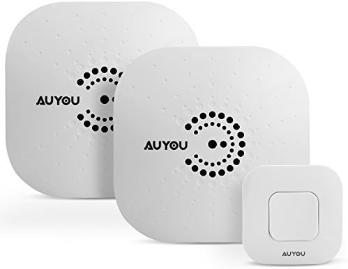 Wireless Doorbell Kit with 2 Receivers and 1 Remote Button Operating over 300ft Range with 36 Melodies, 3-Level Adjustable Volume , No Batteries Required for Receivers, IP44