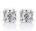 NANA Jewels Asscher Cut 14K Solid Gold Posts & Sterling Silver Simulated Diamond Stud Earrings 0.75 to 4.00ctw CZ