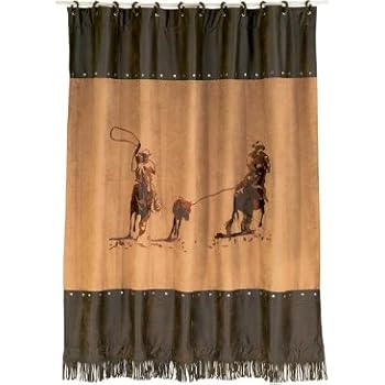 Amazon Com Hiend Accents Team Roping Western Shower Curtain Home