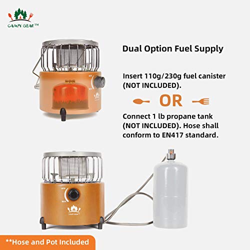 Campy Gear Chubby 2 in 1 Portable Propane Heater & Stove with Hose and