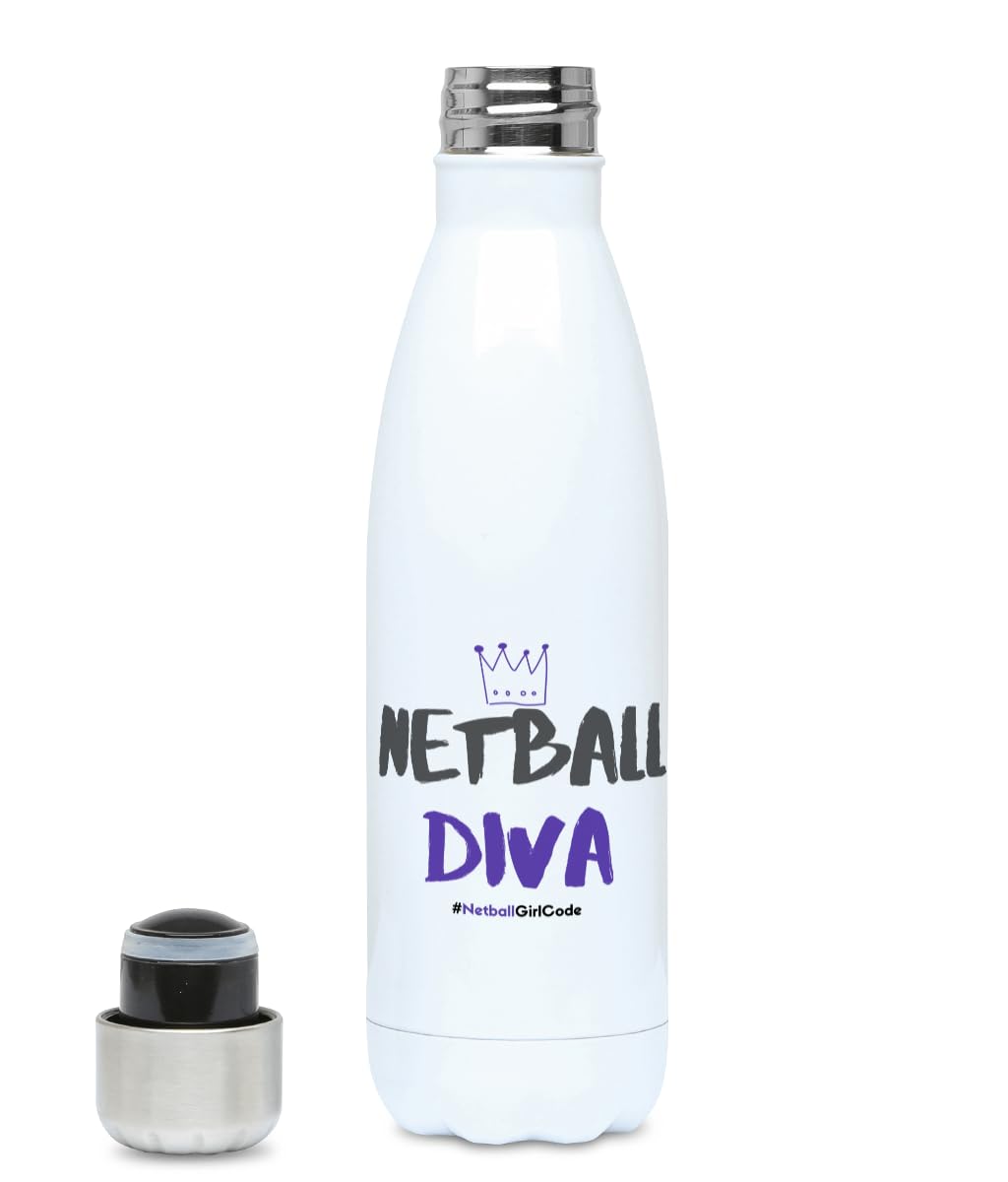 NetballGirlCode Hydro Water Bottle - Netball Gift for Women Girls Netball Players & Coaches (Netball Diva)