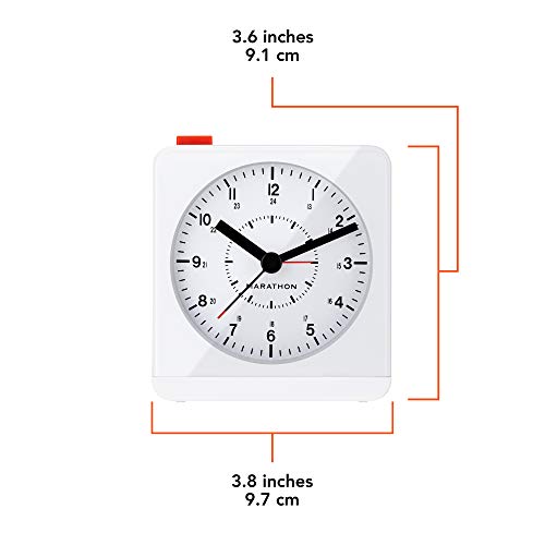 MARATHON CL030053WH Classic Silent Sweep Alarm Clock with Auto Night