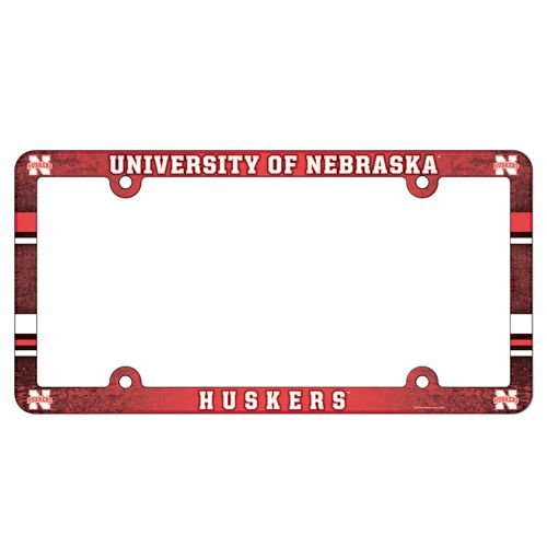NCAA License Plate with Full Color Frame, Nebraska Cornhuskers