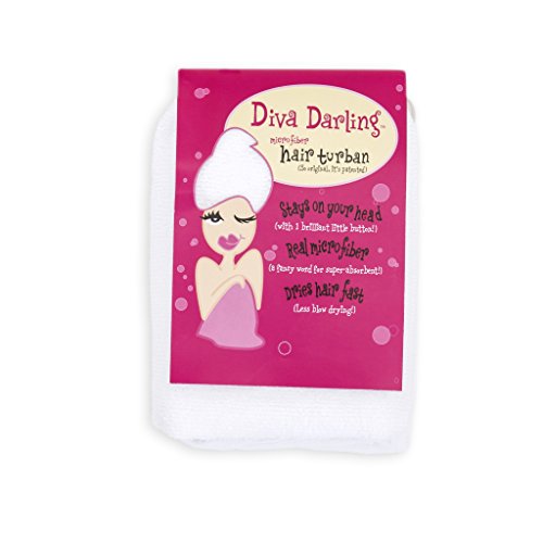 Diva Darling, Easy to Use & Super Absorbent Microfiber Hair Turban, White