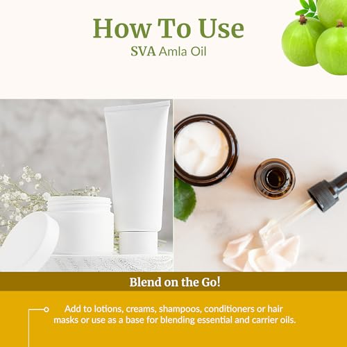 SVA Amla Oil – 4 Fl Oz (118ml) – 100% Pure Cold Pressed Indian Gooseberry Oil – Carrier Oil for Hair Care, Scalp & Skin Nourishment – with Dropper