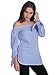 Simplee Apparel Women's Off the Shoulder Long Sleeve Knotted Top Blouse Navy