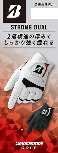BRIDGESTONE(ブリヂストン) ゴルフグローブ STRONG DUAL ホワイト/レッド 右手用 25cm メンズ GL2608WR25