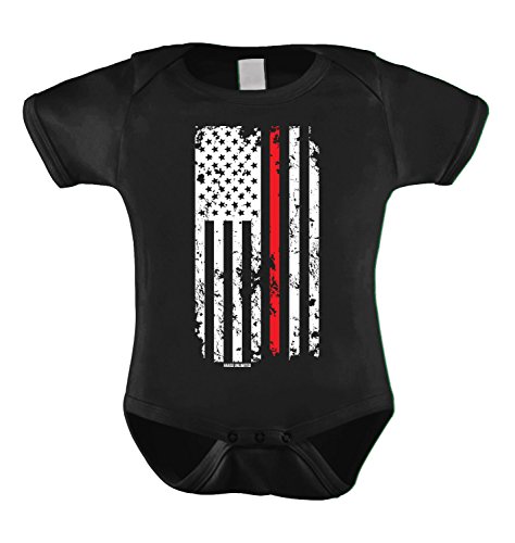 Thin Red Line Bodysuit (6M, BLACK)
