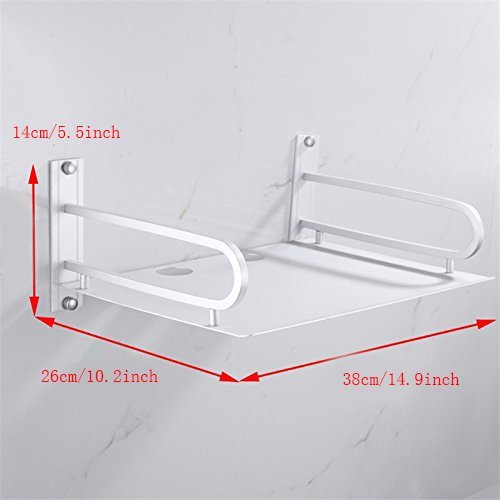 Aimyoo Alumimum Alloy Wall Mount Shelf Bracket / Holder / Stand for TV Box, Apple TV, Roku 3/ 2, WiFi Router, Set Top Box, Mini PC, TV accessories (Silver Large)