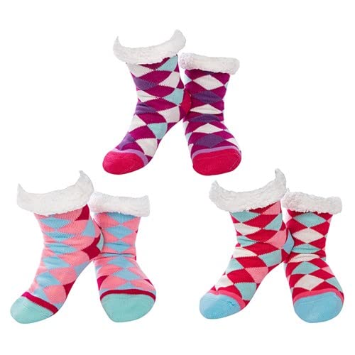 Nuzzles Pack of 3 Pairs Ladies Diamonds Slipper Socks One Size Super Soft 52540 52540