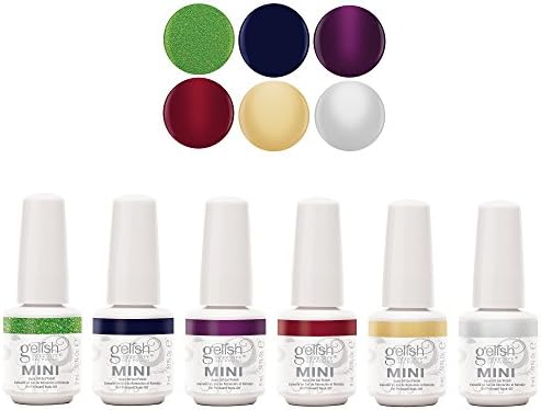 Gelish Mini 6 Bottle Soak Off Solid and Shimmer Gel Nail Polish Collection, 9 mL